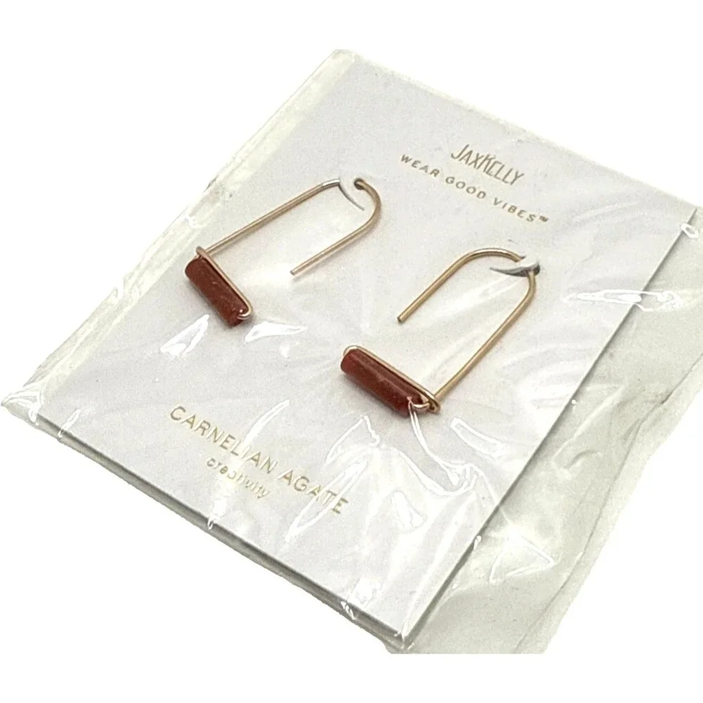 NEW Free People x JAXKELLY 18kt Gold Plated Carnelian Agate Bead Earrings NWT